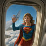 Supergirl surprises you in-flight with a wave!
