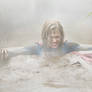 Supergirl sucked under wet swamp mud!