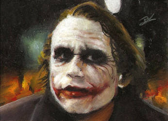 Joker sketch card in oil