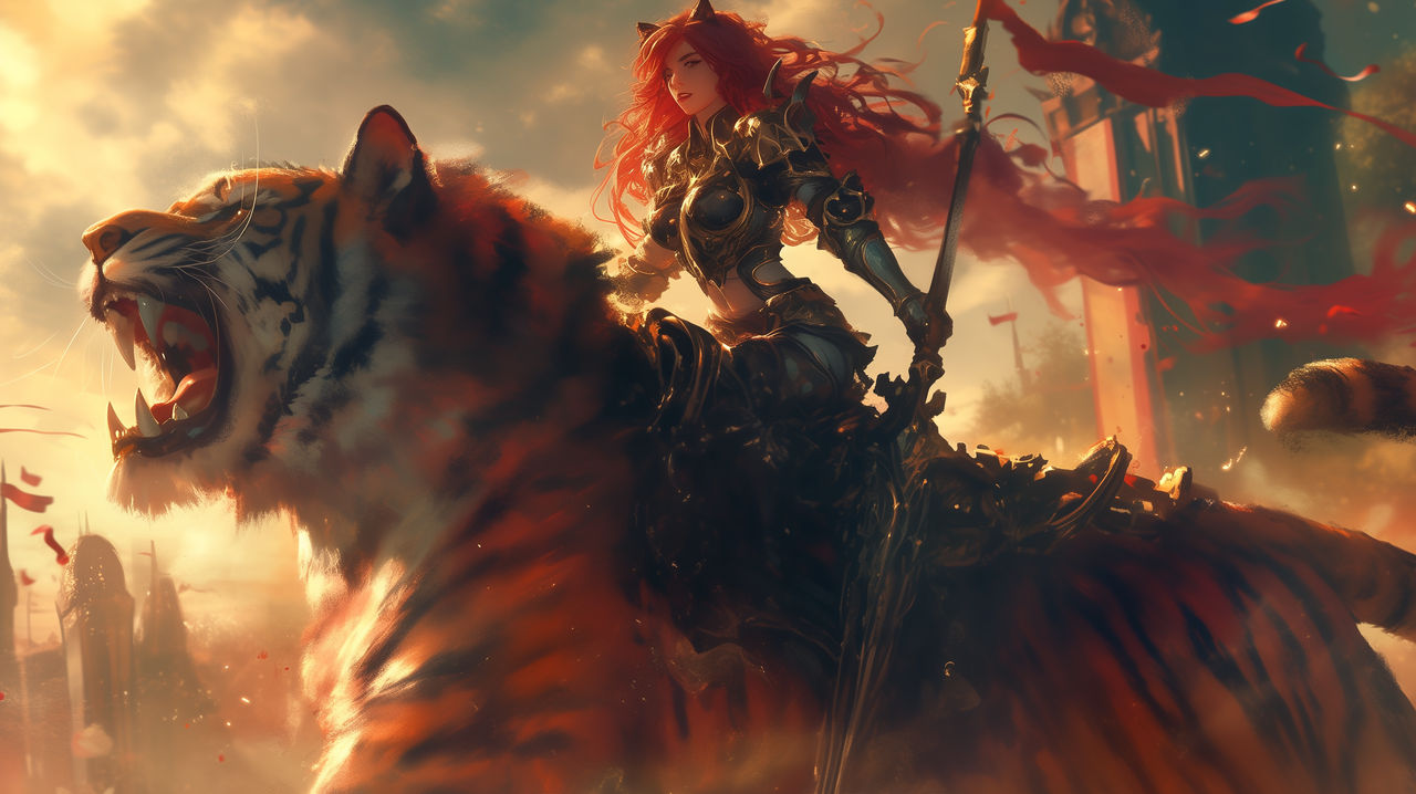 Catgirl Valkyrie Tiger Rider by level7goperator on DeviantArt