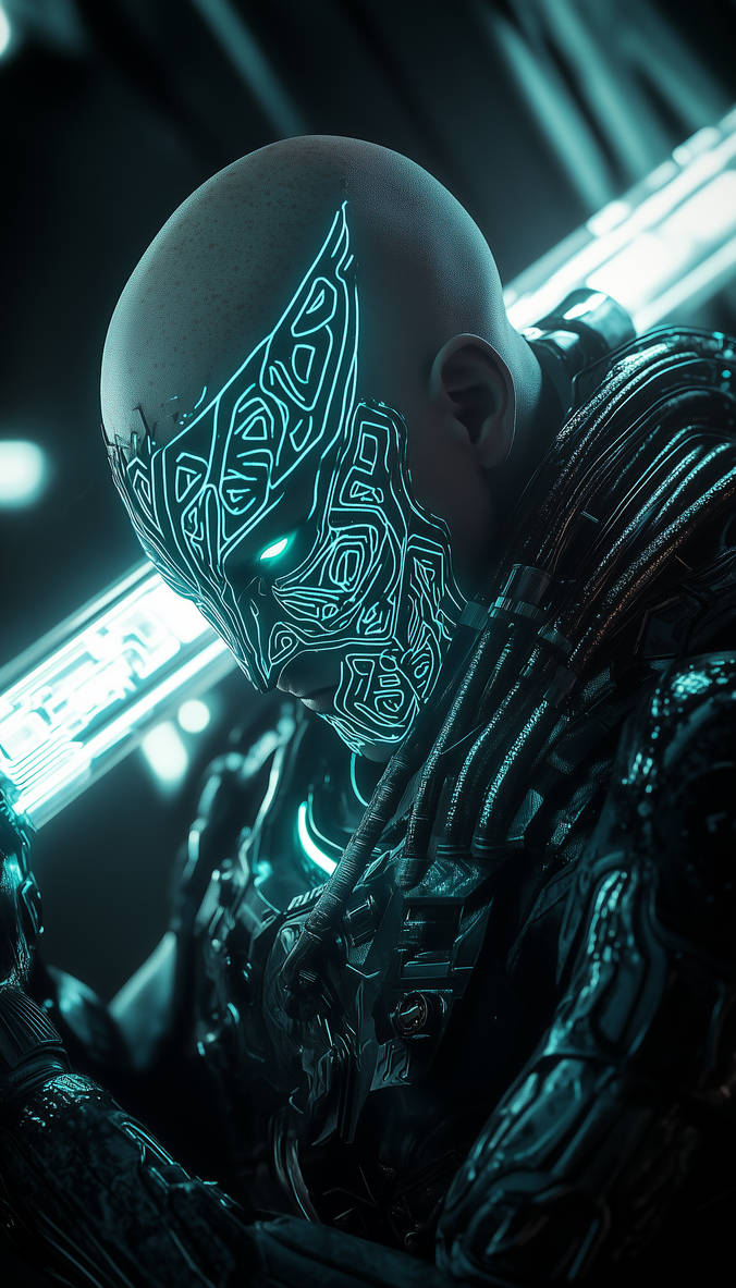 Reaper cyborg profile cyan glowing markings by level7goperator on ...
