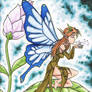 Fairy on a leaf petal