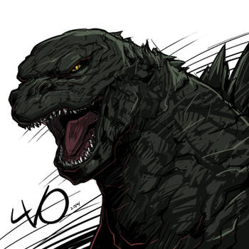 Digital Sketch Warm up 27 - Godzilla