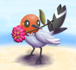 Fletchling with a flower by Nubblycious