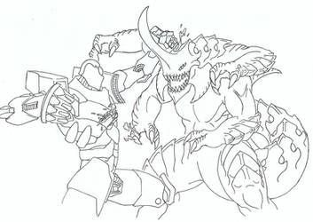 Kaiju vs Mecha (Line Art)