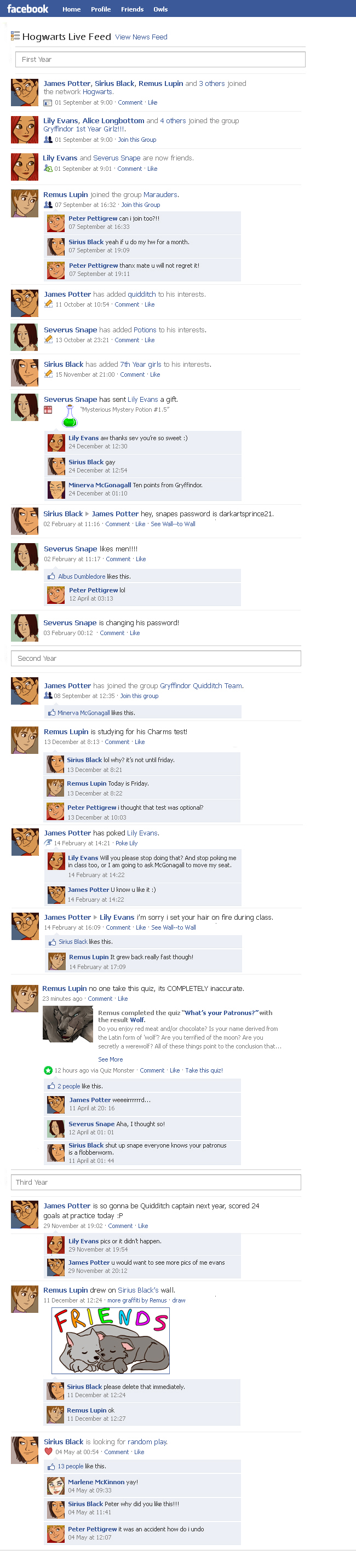 Marauders Facebook Timeline 1