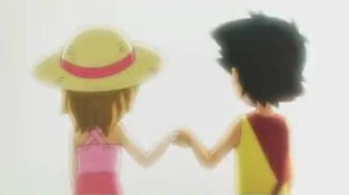 Serena and Ash holding hands