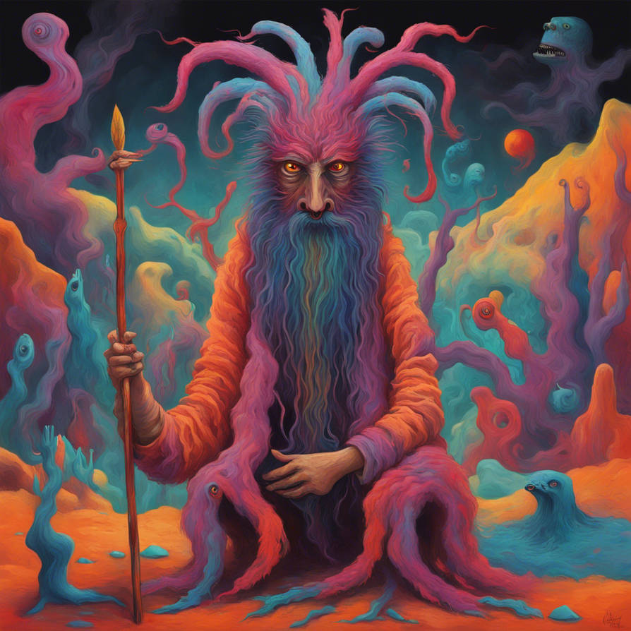 Spooky lama Richly saturated with colors, this sur