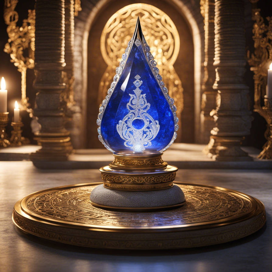 A crystal reliquary inlaid with sapphire and gold,