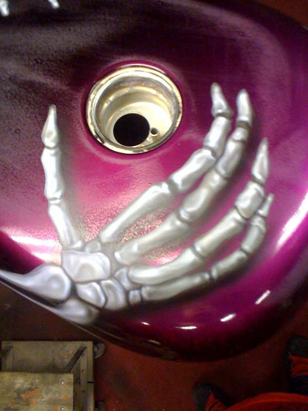 skeleton hand, harley tank