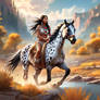 Native American Girl riding a Appaloosa