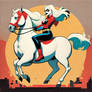 Harley Quinn riding a White Horse