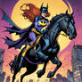 Batgirl riding a Black Horse