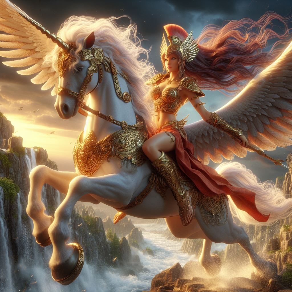 Amazon Warrior Fun Ride Amazon Warrior riding a Winged Unicorn by FantasyStar125 on DeviantArt