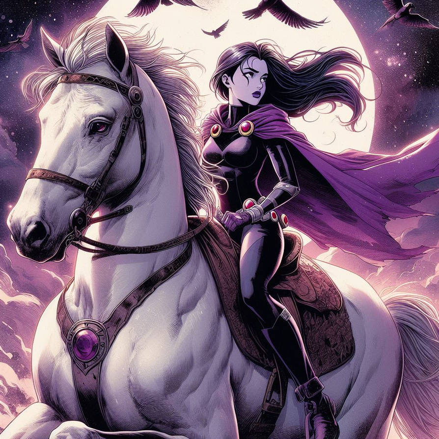 Raven riding a White Horse by FantasyStar125 on DeviantArt