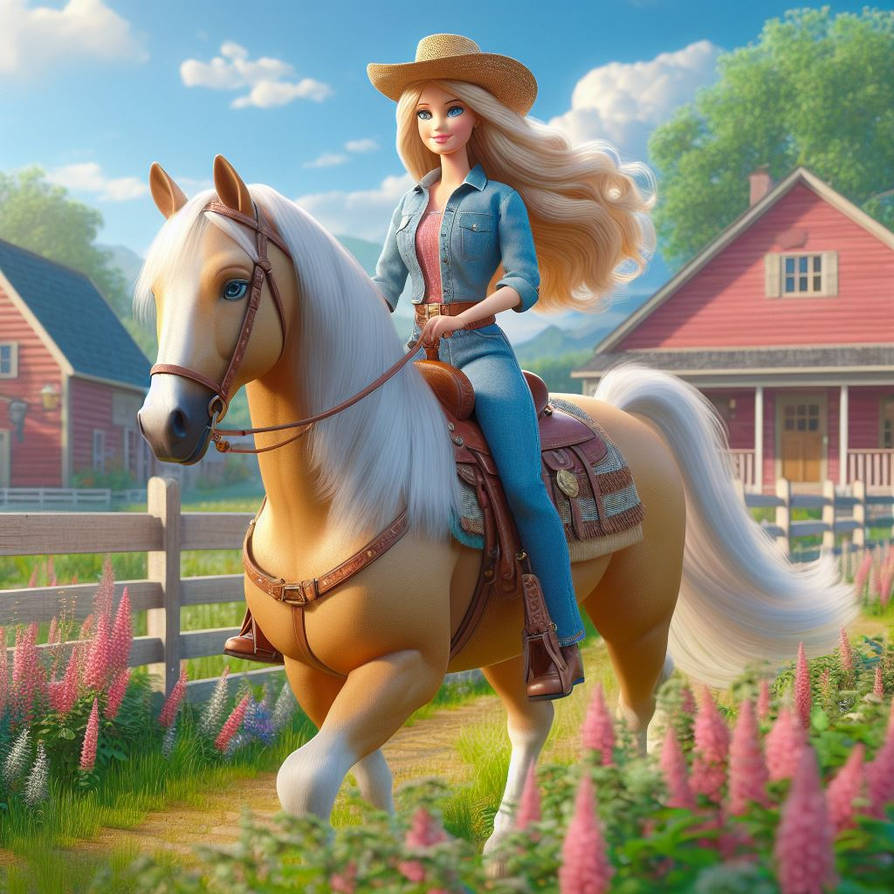 Farmer Barbie Riding A Palomino Horse By FantasyStar125 On DeviantArt farmer-barbie-riding-a-palomino-horse-by-fantasystar125-on-deviantart