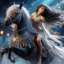 Belly Dancer riding a Black Horse