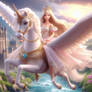 Barbie as a Princess riding a Winged Unicorn