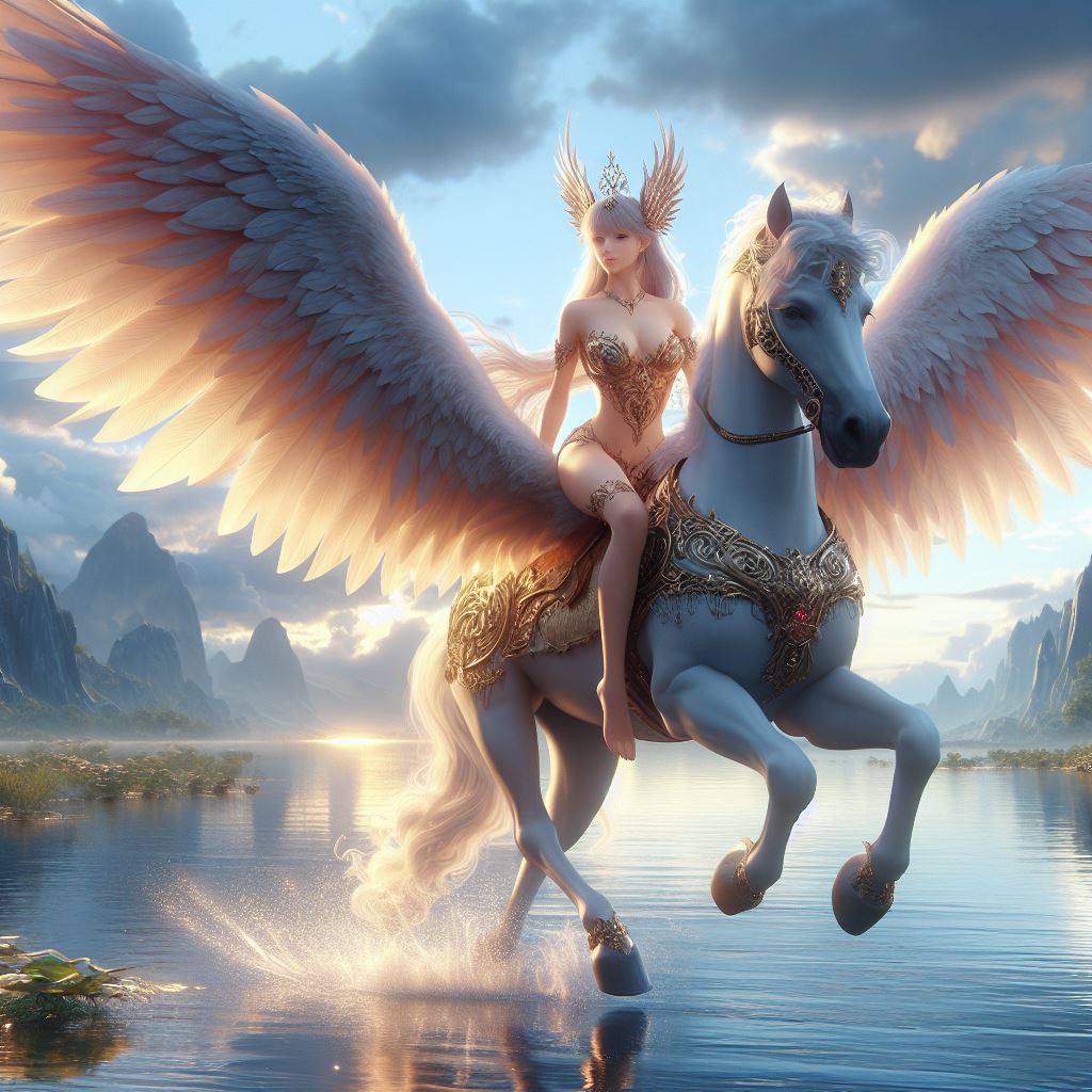 Pegasus Princess Rider Woman riding a Pegasus by FantasyStar125 on DeviantArt