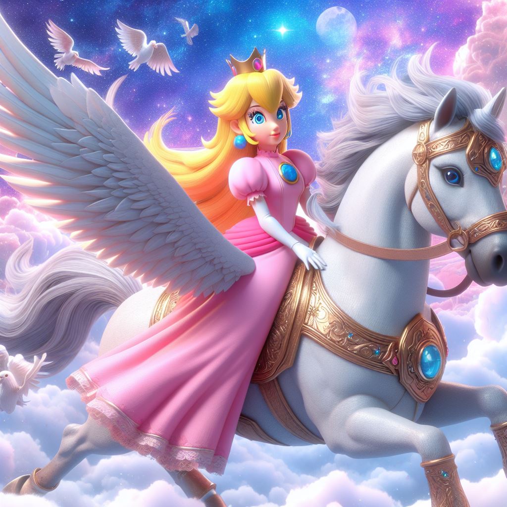 Pegasus Princess Rider Princess Peach riding a Pegasus by FantasyStar125 on DeviantArt