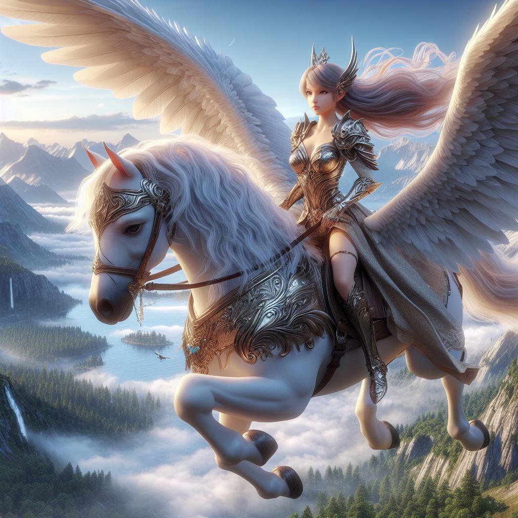 Pegasus Princess Rider Warrior Princess riding a Pegasus by FantasyStar125 on DeviantArt