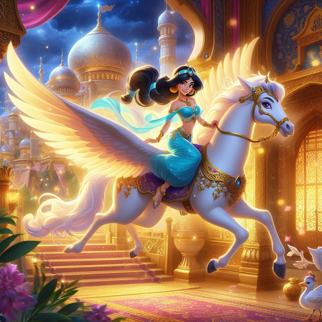Pegasus Princess Rider Princess Jasmine riding a Pegasus by FantasyStar125 on DeviantArt