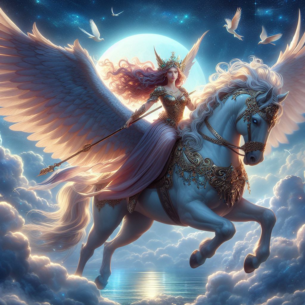 Pegasus Princess Rider Druidess riding a Pegasus by FantasyStar125 on DeviantArt