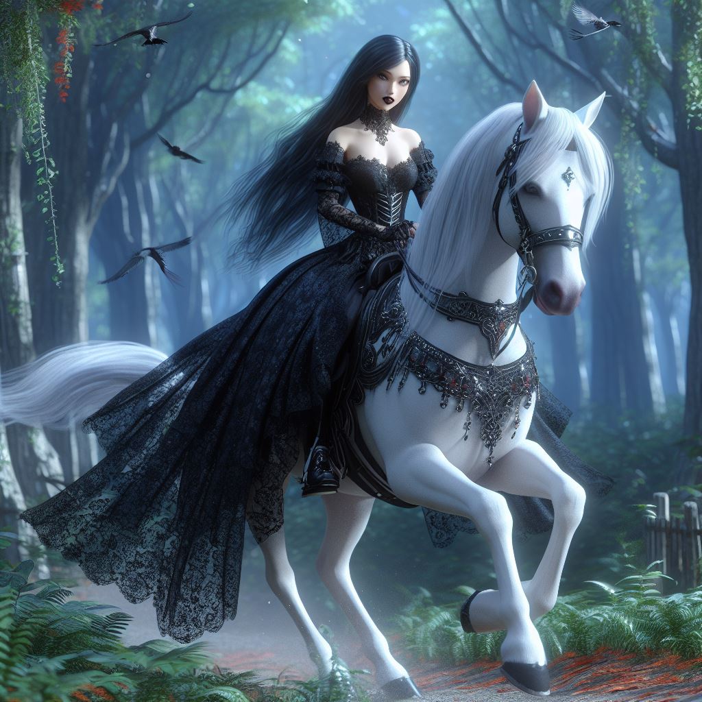 Goth Bull Rider Gothic Woman riding a White Horse by FantasyStar125 on DeviantArt