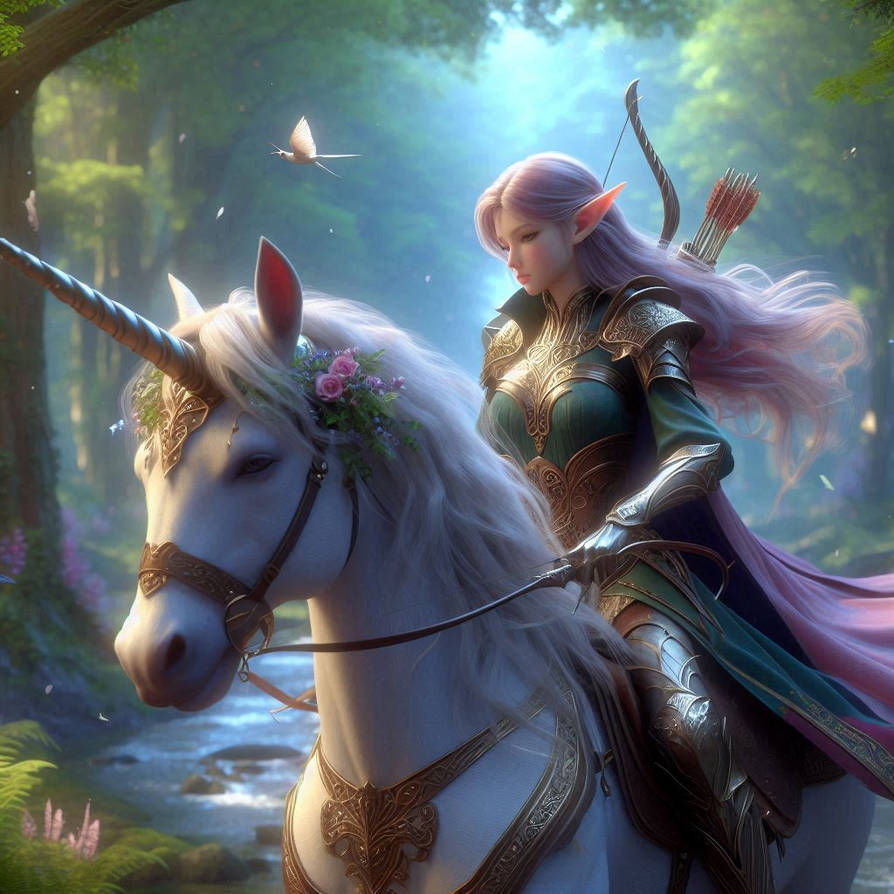 Rex Elf Rider Elven Ranger riding a Unicorn by FantasyStar125 on DeviantArt