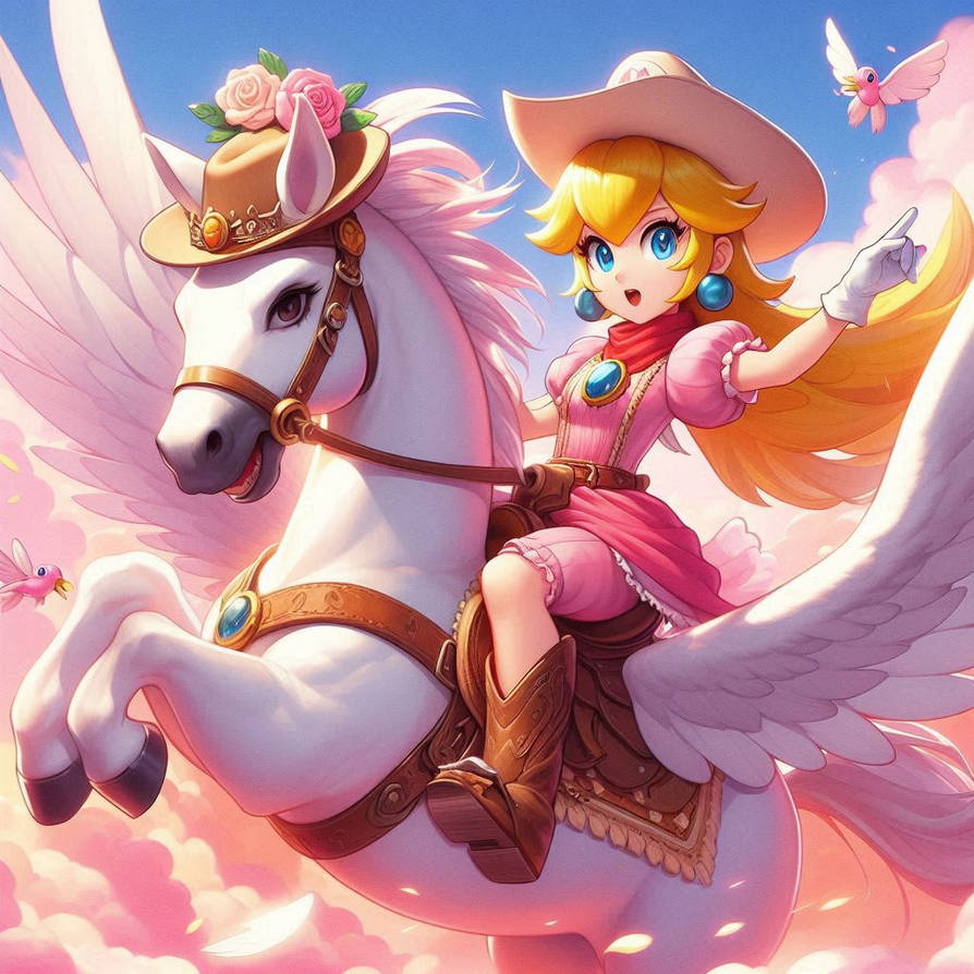 Pegasus Princess Rider Princess Peach as a Cowgirl riding a Pegasus by FantasyStar125 on ...