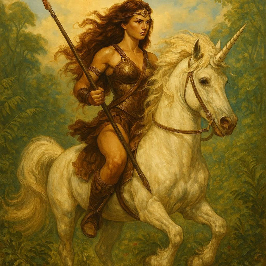 Amazon Warrior Fun Ride Amazon Warrior riding a Unicorn by FantasyStar125 on DeviantArt