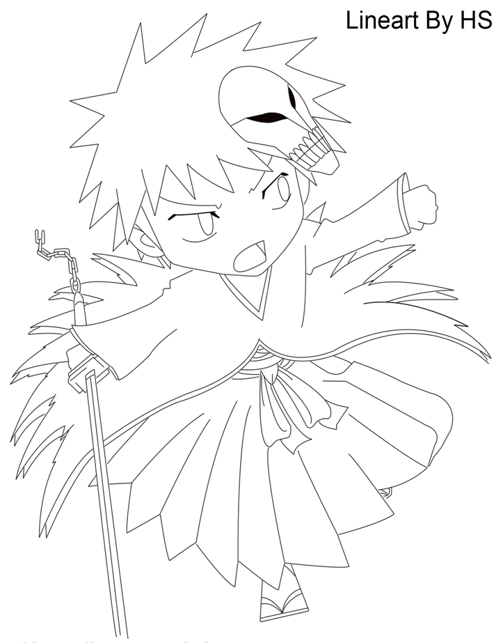 Ichigo Vaizard Chibi Lineart