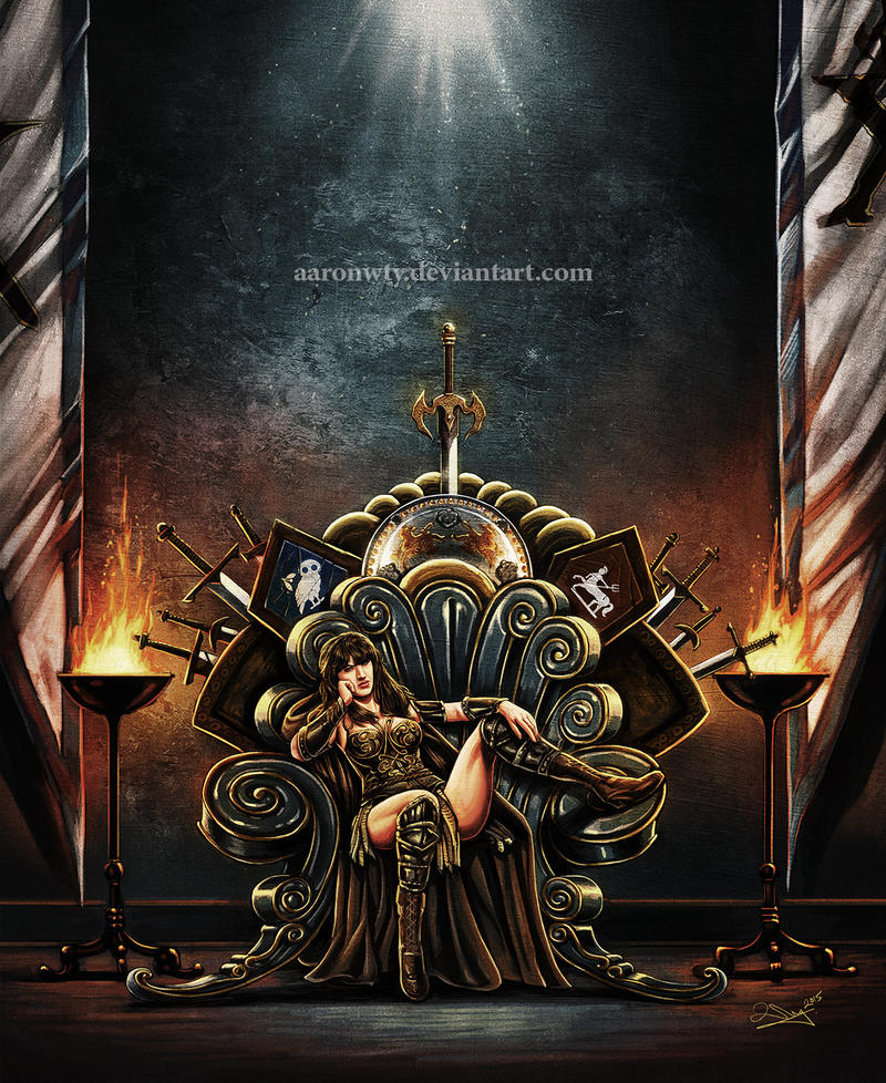 Xena on the Throne by aaronwty