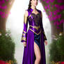 Purple  gold Embroidered Long Dress