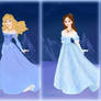 Aurora, Belle and Cinderella in blue