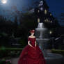 Roxanne in red masquerade gown