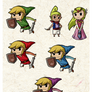 Links, Tetra and Zelda doodles
