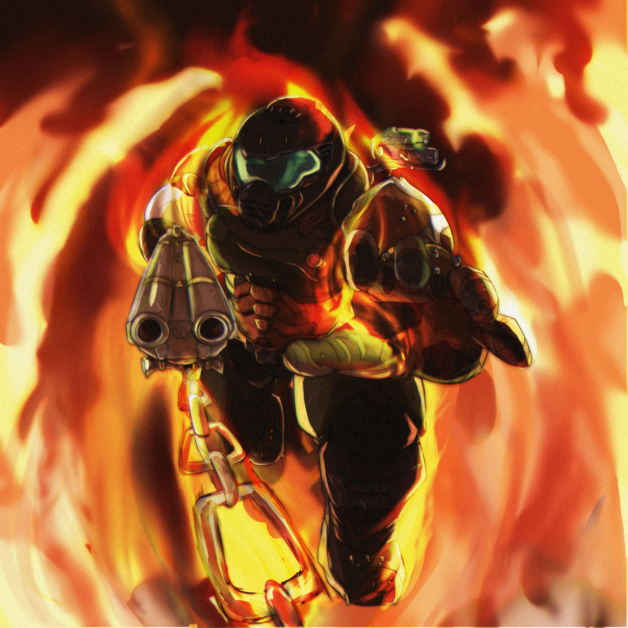 DOOMSLAYER ON FIRE by CyborgAfro on DeviantArt