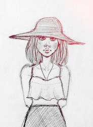 a girl with a hat