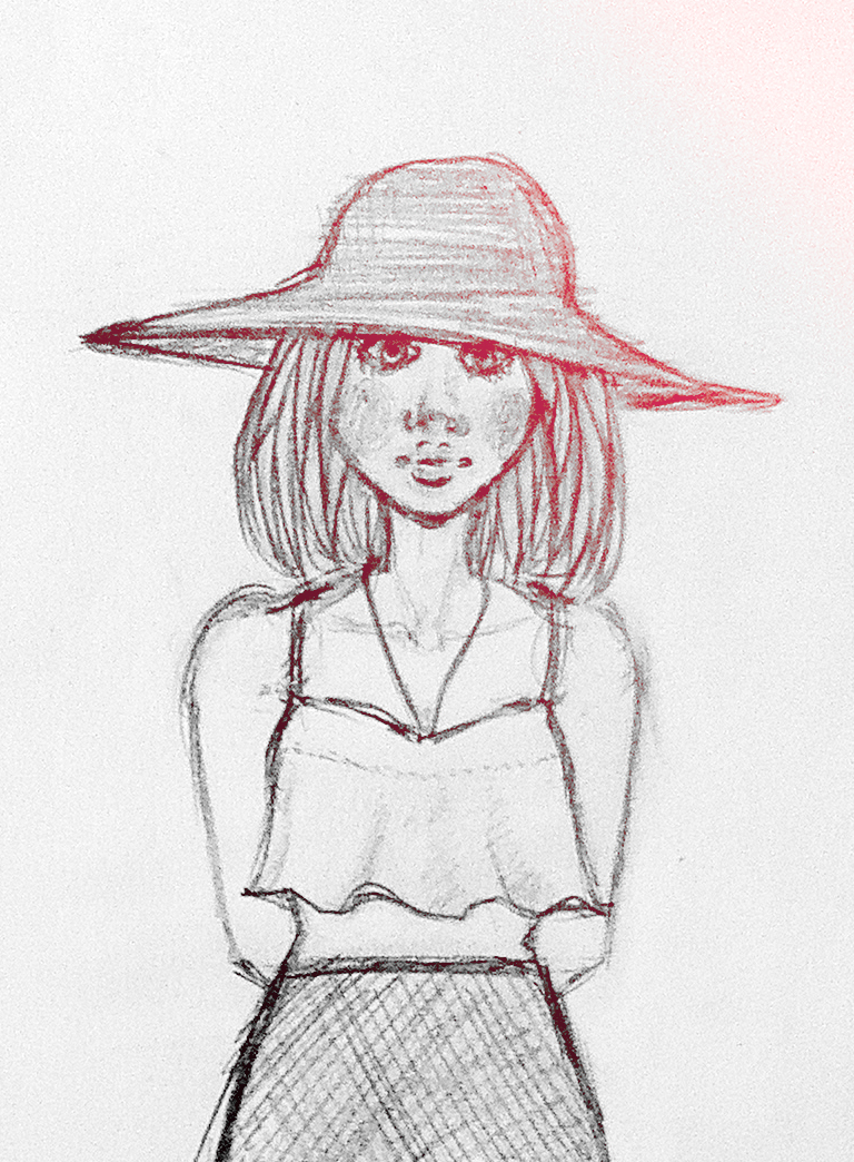 a girl with a hat