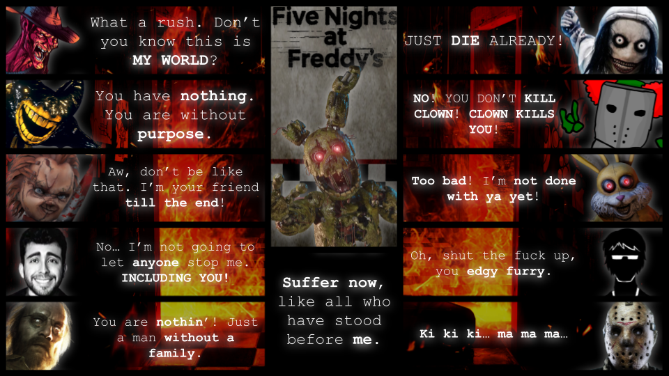 Spring Trap Incorrect Quotes Springtrap Matchup Dialogue by Undertalepro52 on DeviantArt