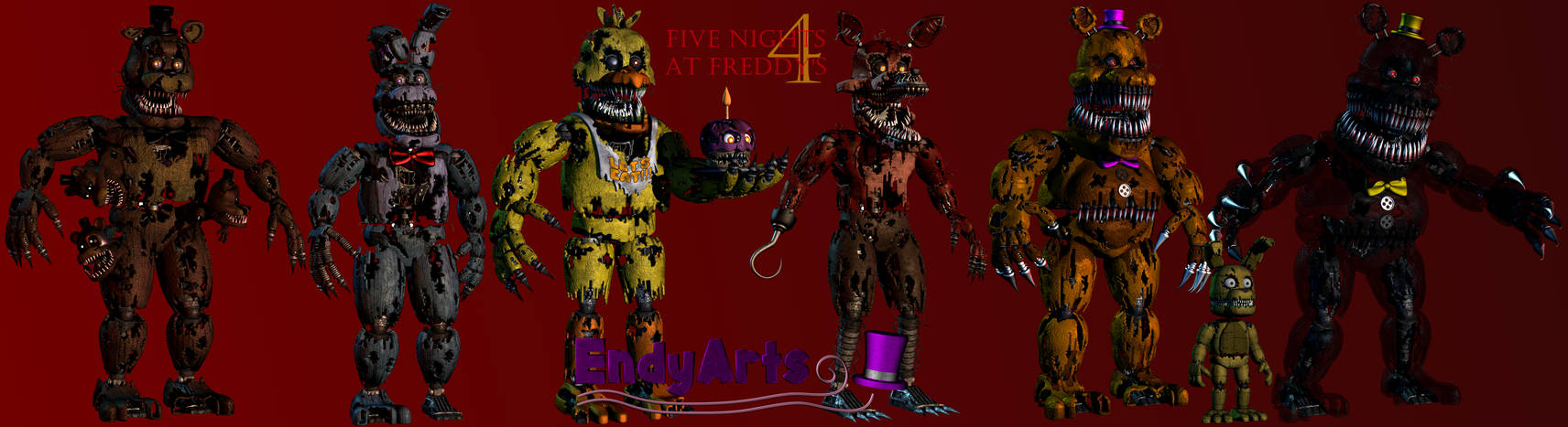 FNaF 4 Nightmare Animatronics by EndyArts on DeviantArt