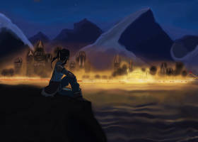 Night falls over the city