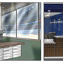 Inside ice skating rink and elementary office