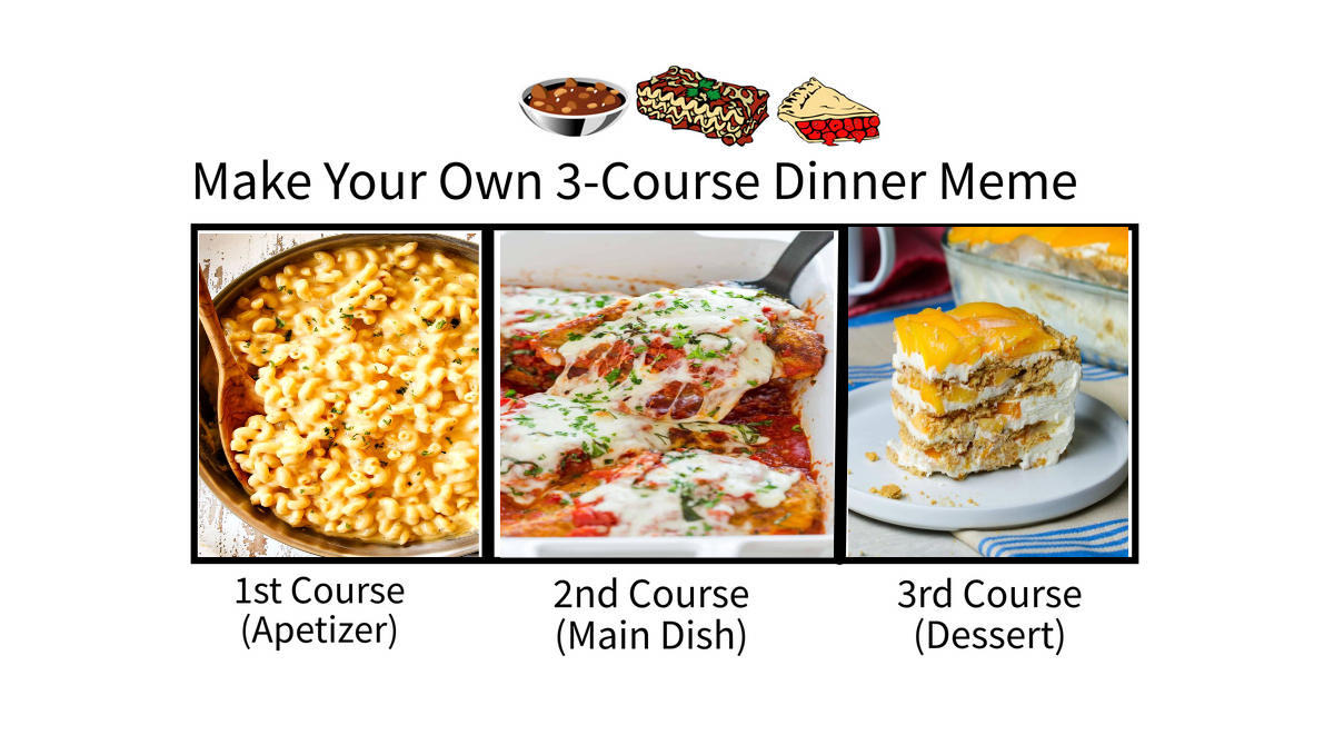 Make Your Own 3 Course Dinner Meme by Gachatuber00067 on DeviantArt