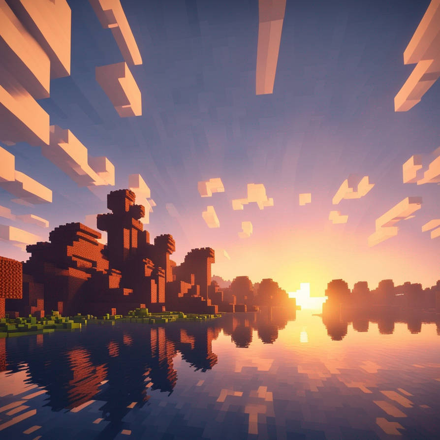 Minecraft Sun Rise Beautiful sunrise above the world of Minecraft by MrGold88 on DeviantArt