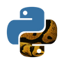 Python logo with a python shirt