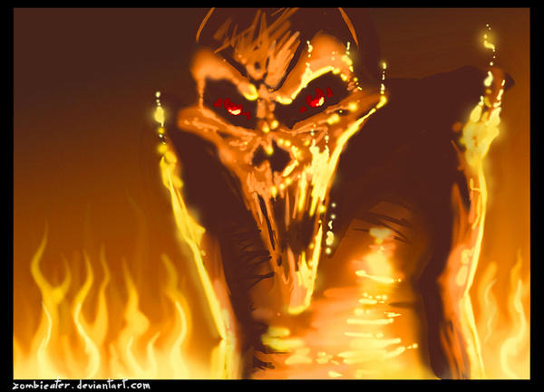 Burning zombie