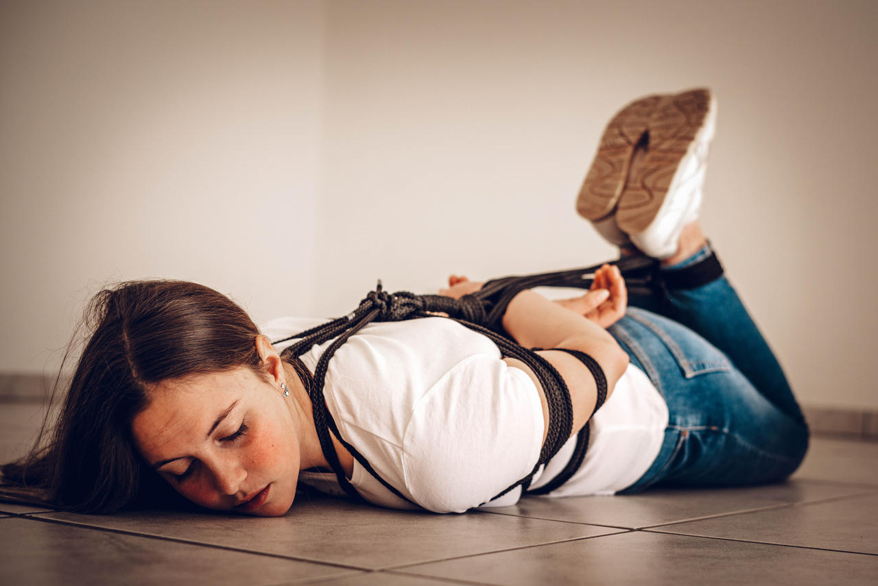 hogtiedgirl another hogtie at home by ditz71 on DeviantArt