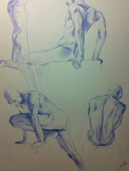 ballboint pen figure drawings.